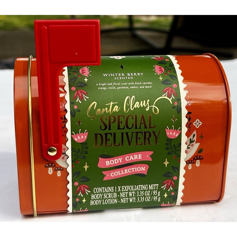 World Market Special Delivery Winter Berry Body Care Gift Set Mailbox Tin